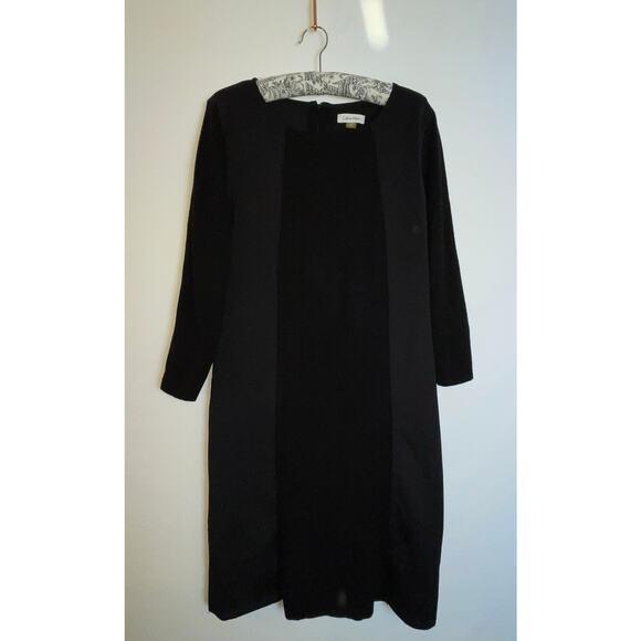 Calvin Klein Sheath Dress -‎ Size XL - Knit & Fabric Color Block Style in Black - Picture 1 of 10
